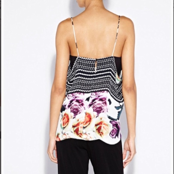 Nicole Miller Rosa Floral Viscose GGT Silk Bandeau Tank Top BA10076 Size Small - Picture 2 of 10